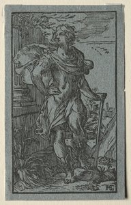 Jeune homme debout avec une canne - Hendrick Goltzius