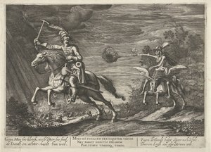 Cavalier et la Mort, Aucun homme si courageux, ni bête si rapide, la Mort les rattrape bien - Hendrick Hondius (I)