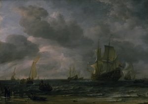 Navires dans une brise au large de la côte néerlandaise
