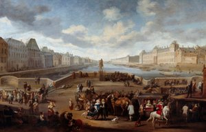 Vue de Paris avec le Louvre, prise du pont Henri IV (actuel Pont Neuf) - Hendrick Mommers