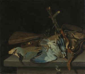 Nature morte avec instruments de chasse et oiseaux