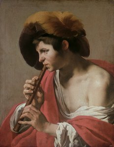 Valet jouant de la flûte à bec, 1621