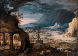 Paysage avec une statue de Saturne / Allégorie du Temps qui Passe