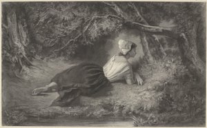 Fille allongée sous des arbres près d