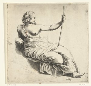 Une muse de la musique, femme assise avec une trompette - Hendrik Bary
