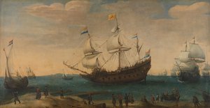Un certain nombre de navires des Indes orientales au large de la côte (Le Mauritius et d