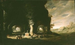 Une grotte dans un paysage imaginaire, c.1643