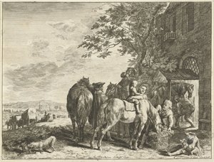 Voyageurs devant la forge (Cavaliers devant une auberge) - Hendrik Elandt