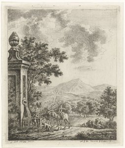Paysage avec personnages près d