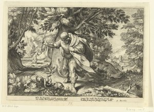 Tirésias bat deux serpents accouplés, d