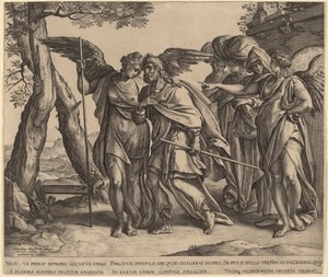 Loth et ses filles quittant Sodome - Hendrik Goltzius after Anthonie van Blocklandt