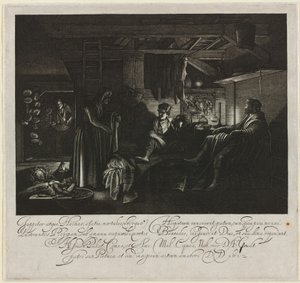 Jupiter et Mercure dans la maison de Philémon et Baucis - Hendrik Goudt after Adam Elsheimer