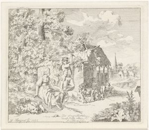 Bergère et jeune homme près d