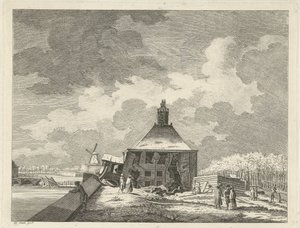 Porte de Muider affaissée, vue depuis le rempart, 1769 - Hendrik Keun