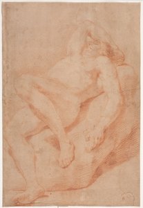 Étude de modèle masculin, à moitié couché