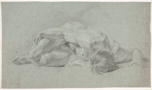 Étude de Modèle Masculin, Allongé, Recroquevillé