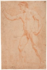 Étude de modèle masculin, debout, avec le bras levé - Hendrik Krock