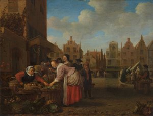 Vue du Grand Marché à Rotterdam - Hendrik Maertensz Sorgh
