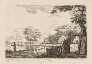 Paysage avec pêcheur - Hendrik Marcus Schouten