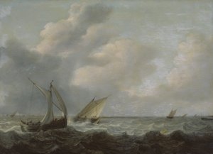 Bateaux de pêche dans une mer agitée - Hendrik Martensz Sorgh