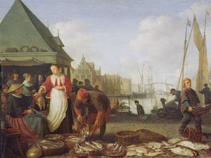Le marché aux poissons de Rotterdam - Hendrik Martensz Sorgh