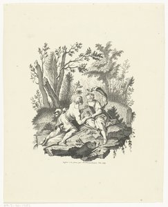 Berger et bergère avec un oiseau et une maison d