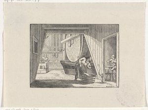 Figures travaillant dans un moulin
