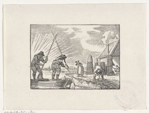 Figures dans une tourbière travaillant la tourbe - Hendrik Numan