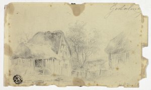 Maison au toit de chaume - Hendrik Pieter Koekkoek