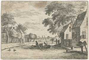 Vue de village avec des pêcheurs