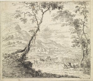 Paysage avec pêcheurs près d