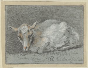 Chèvre couchée - Hendrik Willem Schweickhardt (signed by artist)