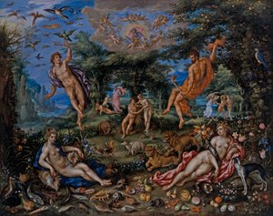 Les Quatre Éléments, avec des scènes de la Genèse au-delà - Hendrik de & Alsloot Denis van (c.1573 1625/26) Clerck