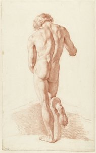 Homme nu debout, vu de dos, appuyé sur le genou droit - Hendrik de Flines