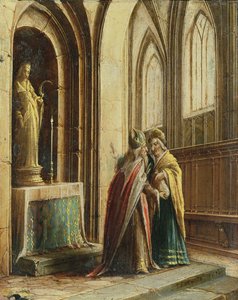 Deux figures dans une église