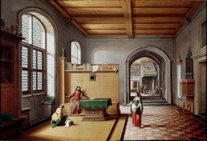 Jésus chez Marthe et Marie de Béthanie. Peinture de Hendrik van Steenwyck le Jeune - Hendrik van (c.1580 1649) Steenwyk