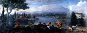 Paysage italianisant, avec des gardiens de vaches au repos