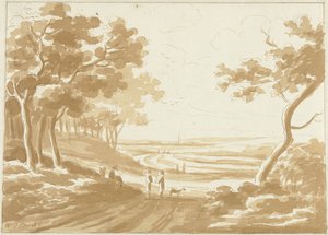 Paysage avec un chemin où marchent des gens - Hendrik van der Burgh