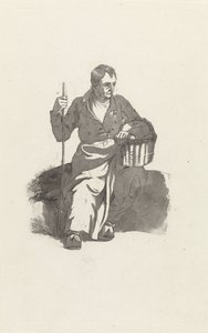 Homme assis avec panier - Hendrikus van de Sande Bakhuyzen