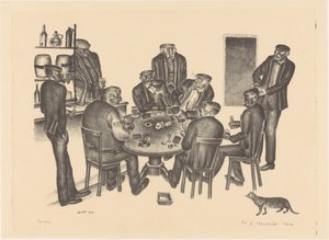 Hommes jouant aux cartes dans un bar