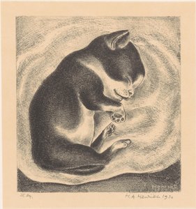 Jeune chat endormi - Henk Henriët (signed by artist)