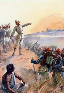 Crise de Fachoda : le capitaine Jean Baptiste Marchand (1863-1934) et ses tirailleurs sénégalais marchant vers Fachoda au Soudan pour en faire un protectorat français, juillet 1898 - Henri Gaston Darien