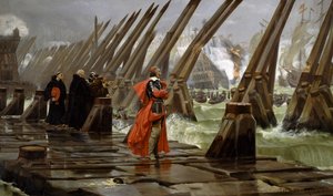 Richelieu (1585-1642) sur la digue à La Rochelle - Henri Paul Motte