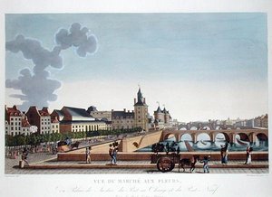 Vue du marché aux fleurs par le Palais de Justice, c.1816-20 - Henri (after) Courvoisier Voisin