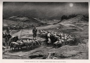 Le puits de la remorque. Gravure de Laurent Desrousseaux pour illustrer le récit À travers la Perse méridionale, par C.Babin et F.Houssay, en 1885, dans Le tour du Monde 1892, dirigé par Édouard Charton (1807-1891), Hachette, Paris. - Henri Alphonse Louis Laurent Desrousseaux