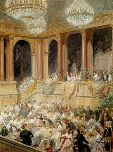 Réception donnée aux Tuileries par Napoléon III. Aquarelle par Henri Baron (1816-1885) - Henri Baron