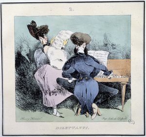 Dilettantes (jeunes gens au chant et au piano) - dans « Esquisses parisiennes » par Henri Monnier, éd. Delpech, Paris - Henri Bonaventure Monnier