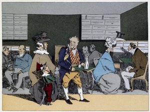 Une heure : visites, dégustation de déjeuner, invitations à dîner - dans « Mœurs administratives » par Henri Monnier - Henri Bonaventure Monnier