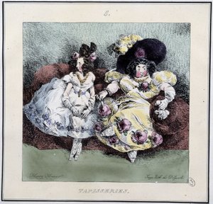 Femmes laides faisant de la « tapisserie » assises dans un salon - dans « Parisiennes » par Henri Monnier, éd. Delpech, Paris