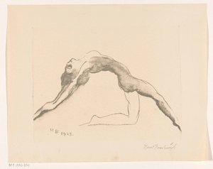 Femme nue sautant en arrière